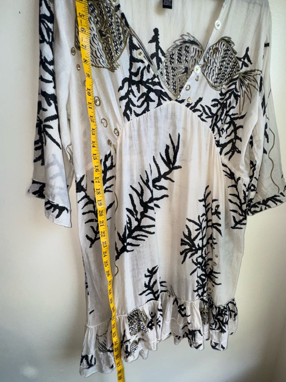 Club Z Collection Resort Beaded Fish Print Cover Up Tunic Dress XL - Picture 7 of 8
